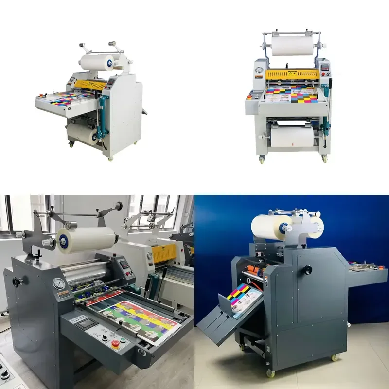 2026Hot FM-400B Hydraulic Laminator 390mm/15'' Automatic Breaking Single/Double Lamination Roll to Roll Paper Laminating