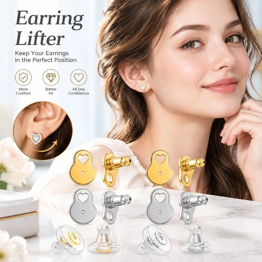 Durable Flexible Earring Lifter Silicone Reusable Earring Support Back Plastic Washable DIY Jewelry Accessory Heavy Studs