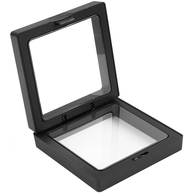 1/10pcs 3D Floating Frame Display Case Jewelry Storage Box Transparent PE Film Shadow Box with Base for Coin Medal Ring Bracelet