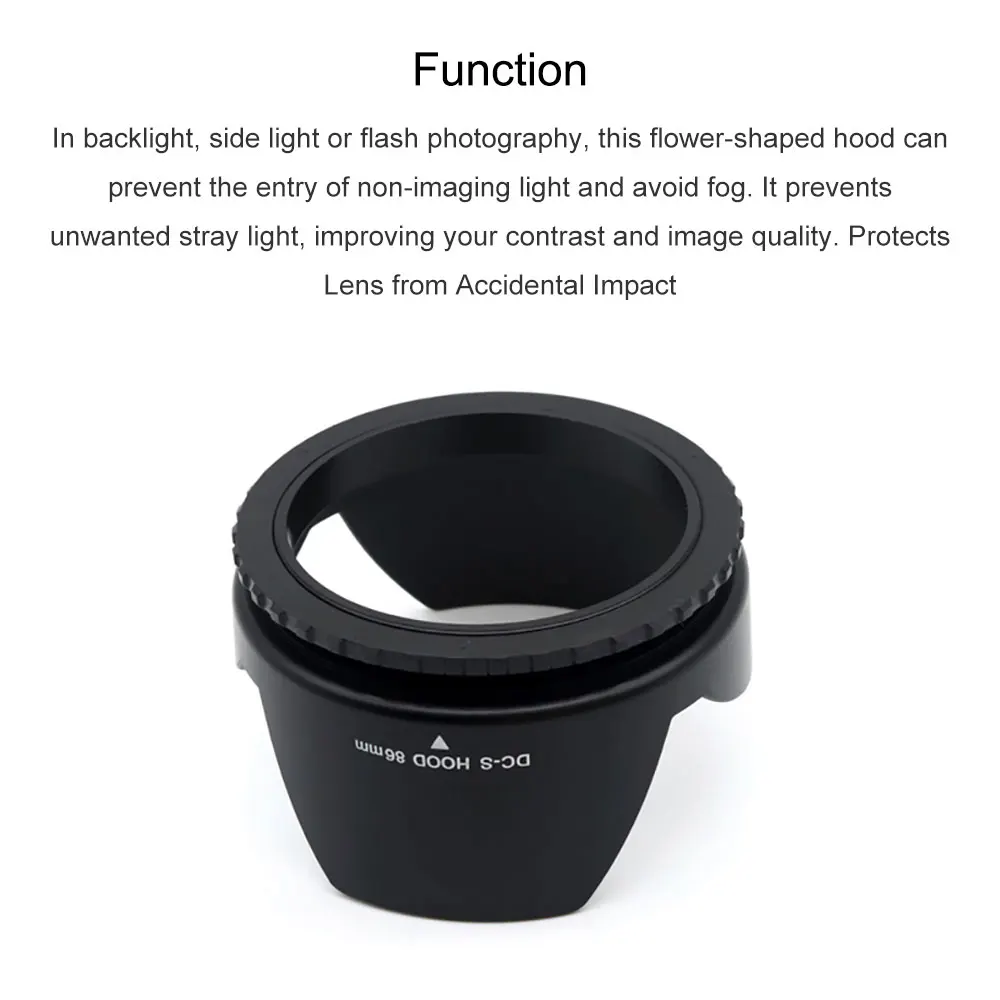 New Pro 86mm Metal Flower Lens Hood Screw-On Tulip Shade Anti-Glare & Vignette for DSLR Camera
