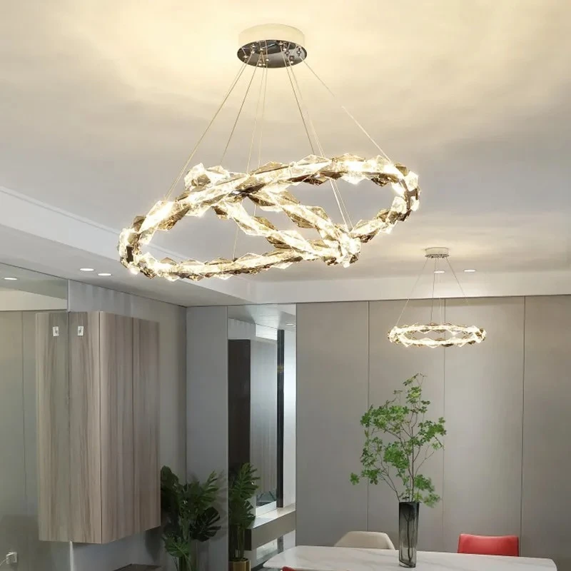 Industrial Luxury Suspension Dimmable Circular Shaped LED Ceiling Lights Luster Lamps for Living Room Home Decoration Chandelier