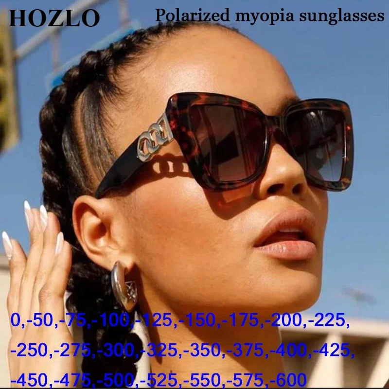 

Square Women Polarized Myopia Sunglasses UV Protection Nearsighted Brand Designer Sun Glasses -1.0~-6.0 Customized Prescription