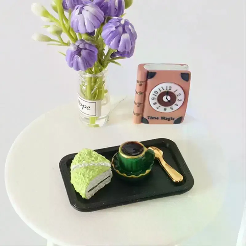 5 pezzi decorazione scena tè pomeridiano casa delle bambole in miniatura caffè dim sum vassoio set gioca cucina mini cibo per accessori bambola Blyth giocattolo