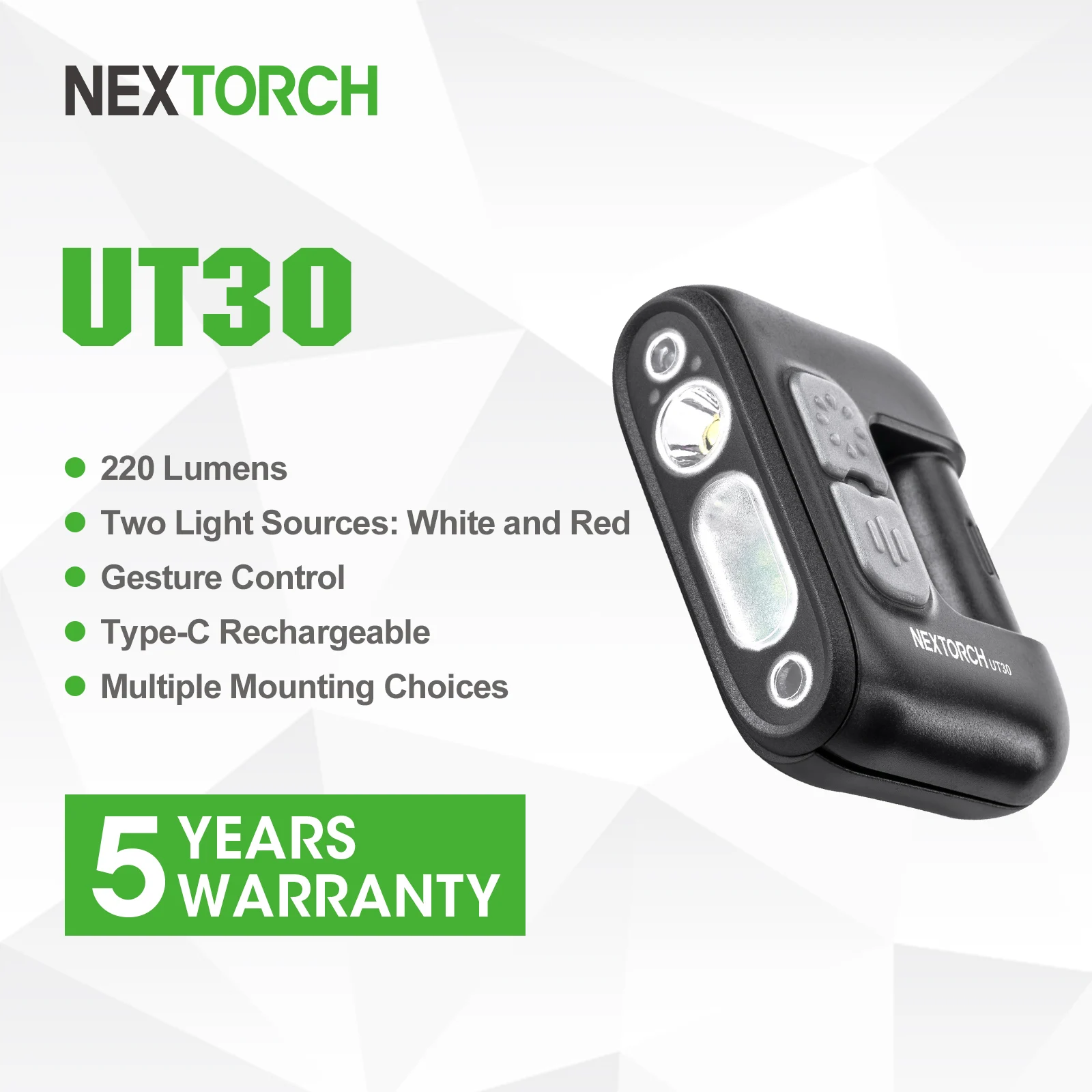 

Nextorch Red White LED Headlamp Warning Flashlight USB Rechargeable 220 Lumens Outdoor Camping Hiking Night Running UT30