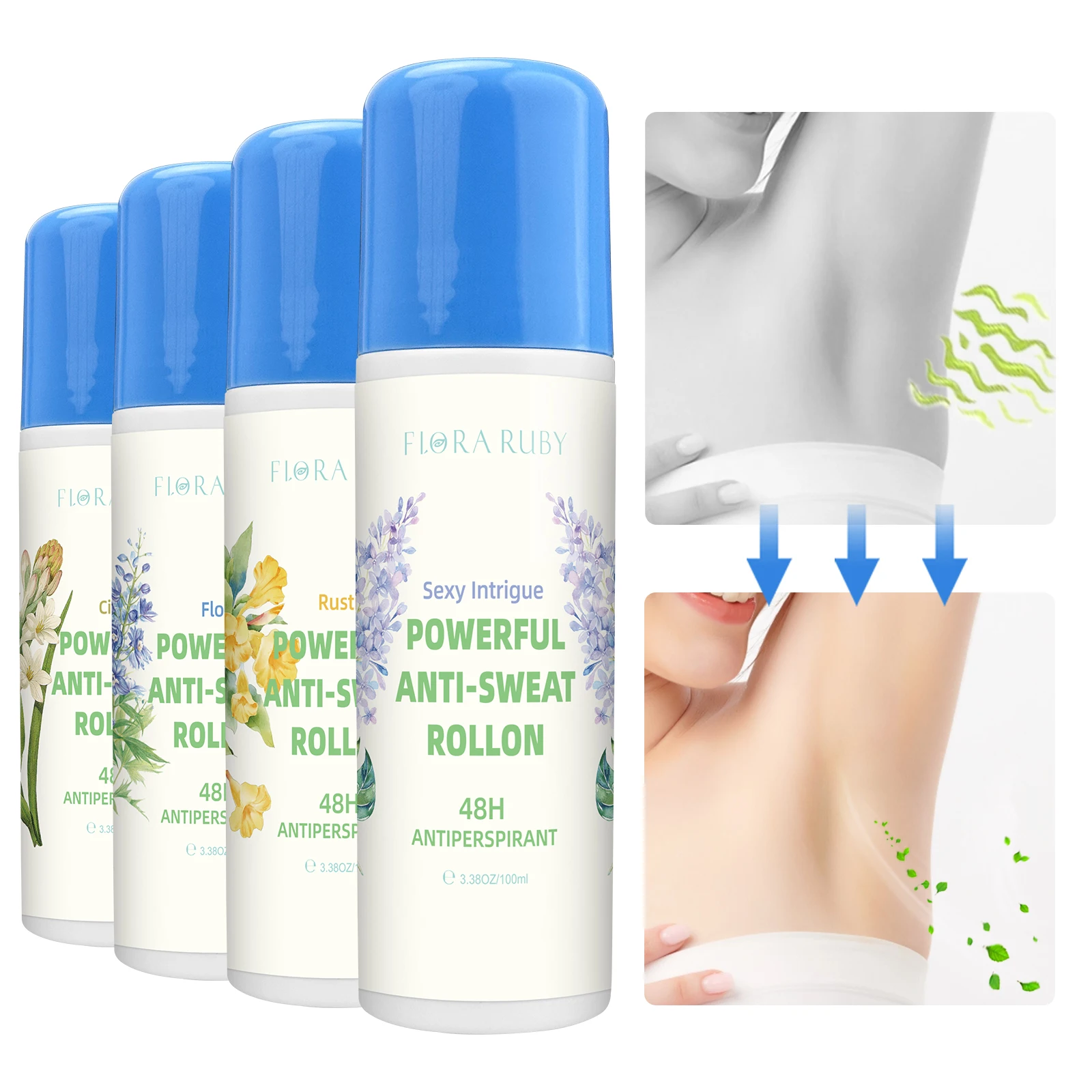 Full-body 100ml/3.38 fl.oz Antiperspirant Deodorant Roll On  48 Hours Of Lingering fragrance Underarm Deodorizer  For daily use