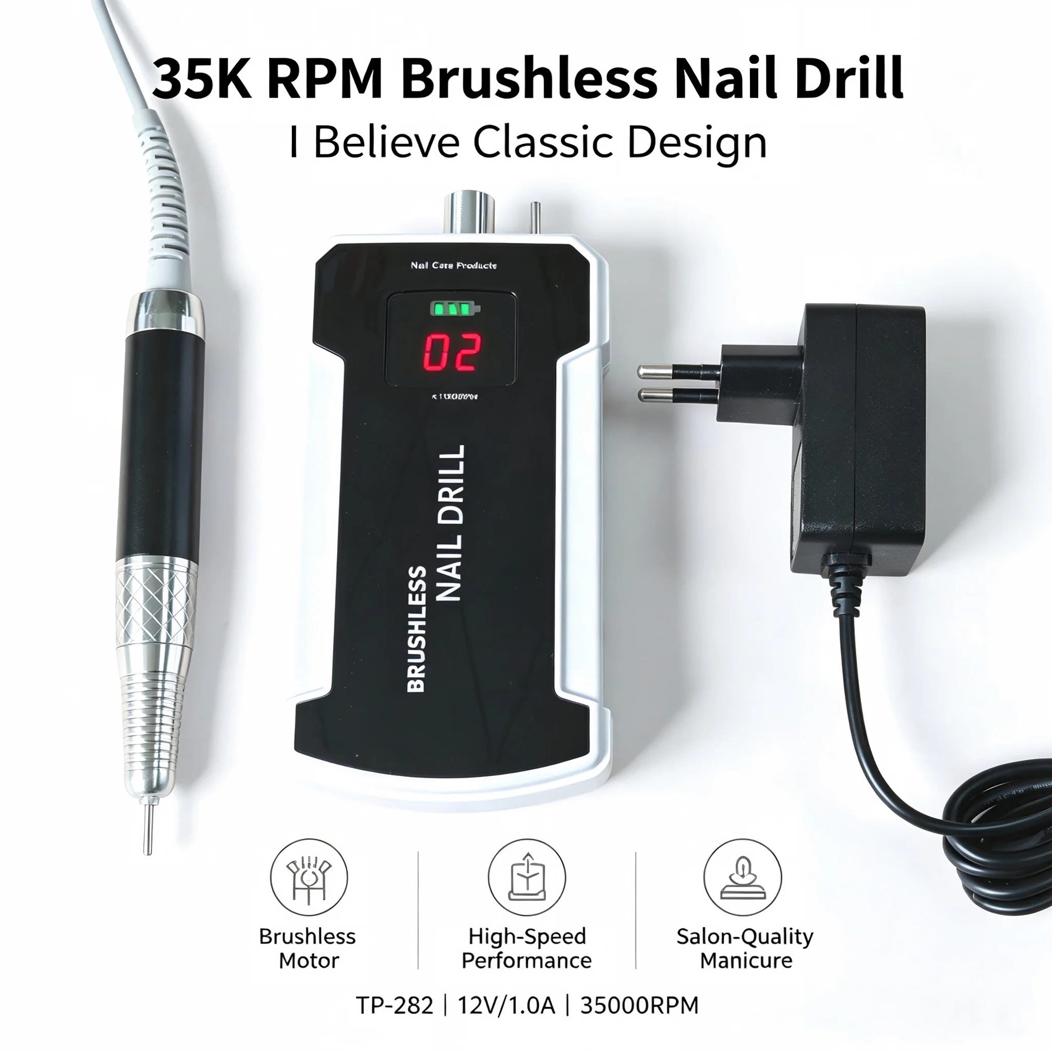 IBelieve TP282 Brushless Nail Drill 35K Strong Nail Polish Machine Professional Nail Salon Nail Sander With Protection Case