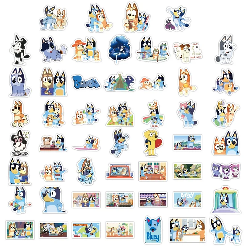 50pcs bluey Aufkleber Bingo Aufkleber Familie Cartoon Bingo Hund für Kinder wasserdichte Aufkleber Animation Spielzeug für Kinder Geschenke