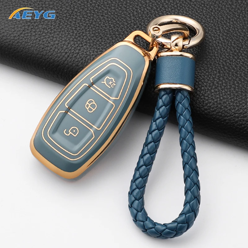 New Fashion TPU Car Key Cover Case For Ford Focus 3 4 ST Fiesta Fusion Kuga Ecosport Mondeo MK3 MK4 Smart Keyless Accessories