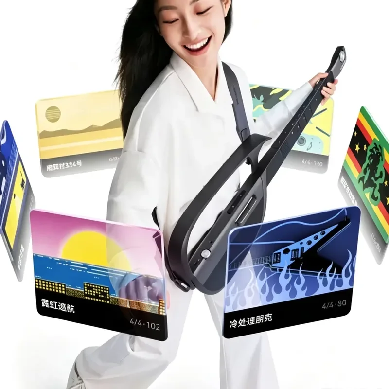 LiberLive C2 Stringless Electric Guitar with Dual Pickup and Built-in 45W Hi-Fi Speaker Foldable Design for Portable Practice