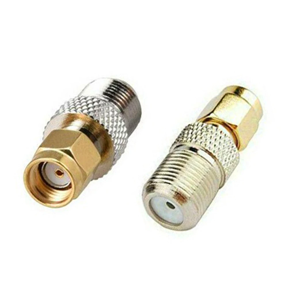 10 PCS/lot RP-SMA Male Plug to F Type Female Jack Straight RF Coaxial Adapter F Connector To SMA Convertor Gold Tone