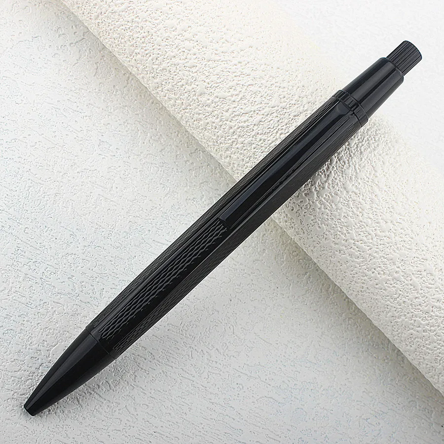 Luxury Metal Press Ballpoint Pen Retractable 0.7 Mm Nib Matte Black Writing Ink Pen with Blue Refills for Students Gifts