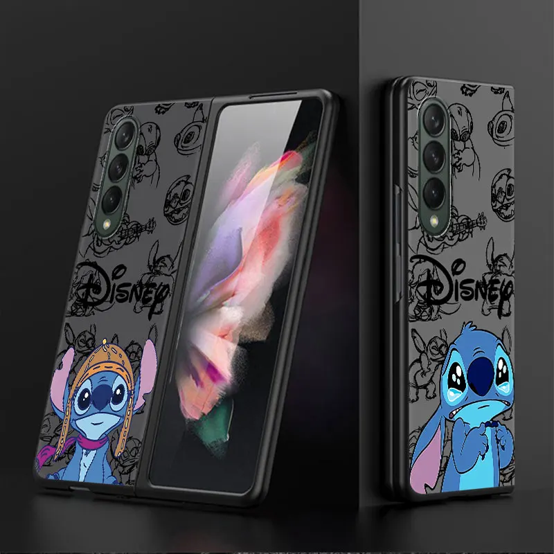 Disney Stitch The Baby Black for Samsung Galaxy Z Fold4 5G Z Fold5 5G ZFold4 Z Fold3 Shockproof Protection Shell Cases