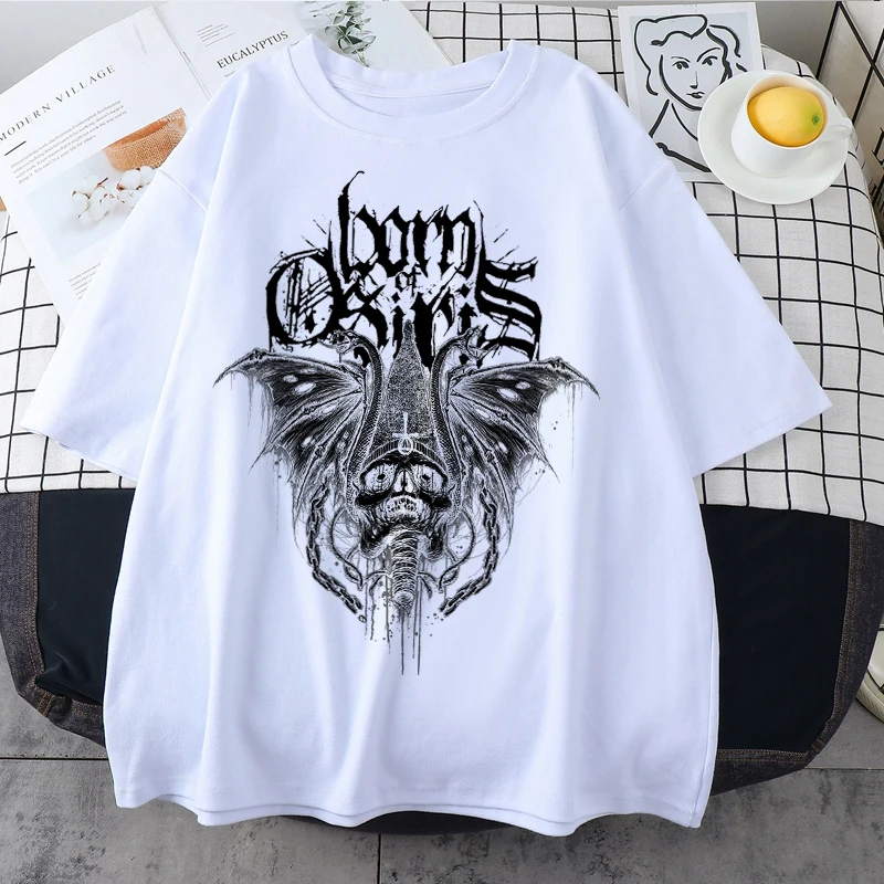 المتضخم المرأة تي شيرت الأبيض القوطية تي شيرت الشارع الملابس الكورية موجة باردة زوجين عالية قصيرة الأكمام أسود الشارع الشهير القمم