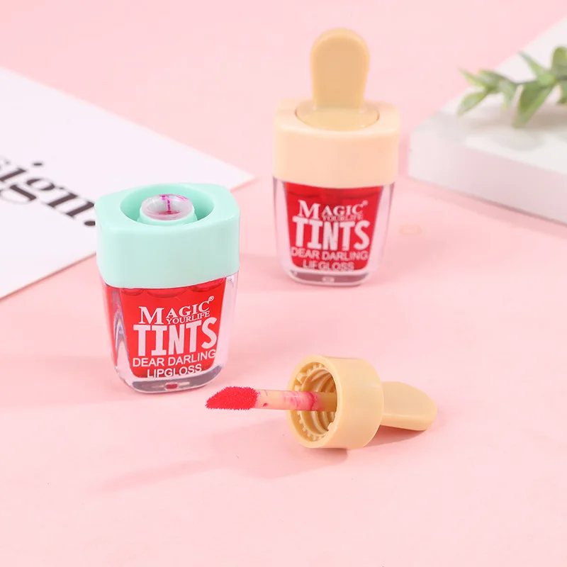 12Pcs Korea Fruit Lip Tint Ice Cream Lip Gloss Moisturizing Longlasting Non-sticky Liquid Lipstick Lips Makeup