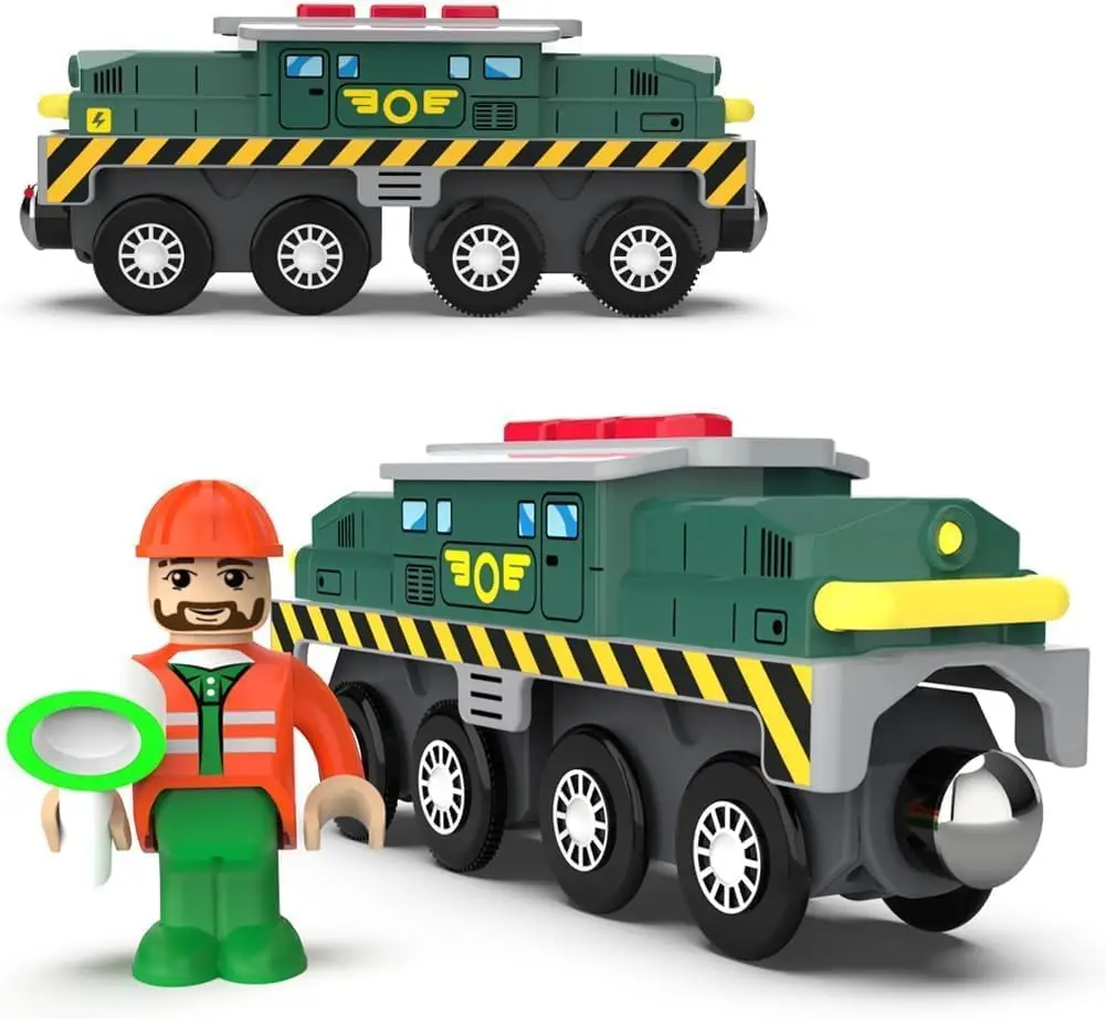TOPLIVING - Juego de Tren de Acción a Pilas (Conexión Magnética) Compatible con Thomas, Brio, Chuggington