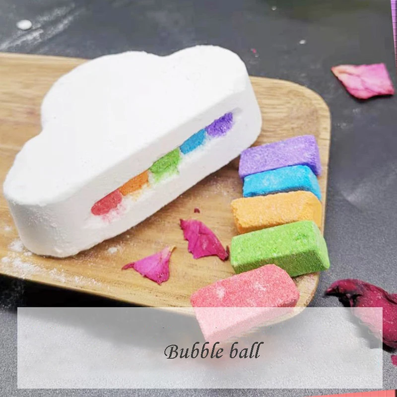 Bola de baño exfoliante con forma de nube de arcoíris, Bola de baño creativa, hidratante, sales de baño exfoliante, reparación de belleza, accesorios de ducha con burbujas para la piel