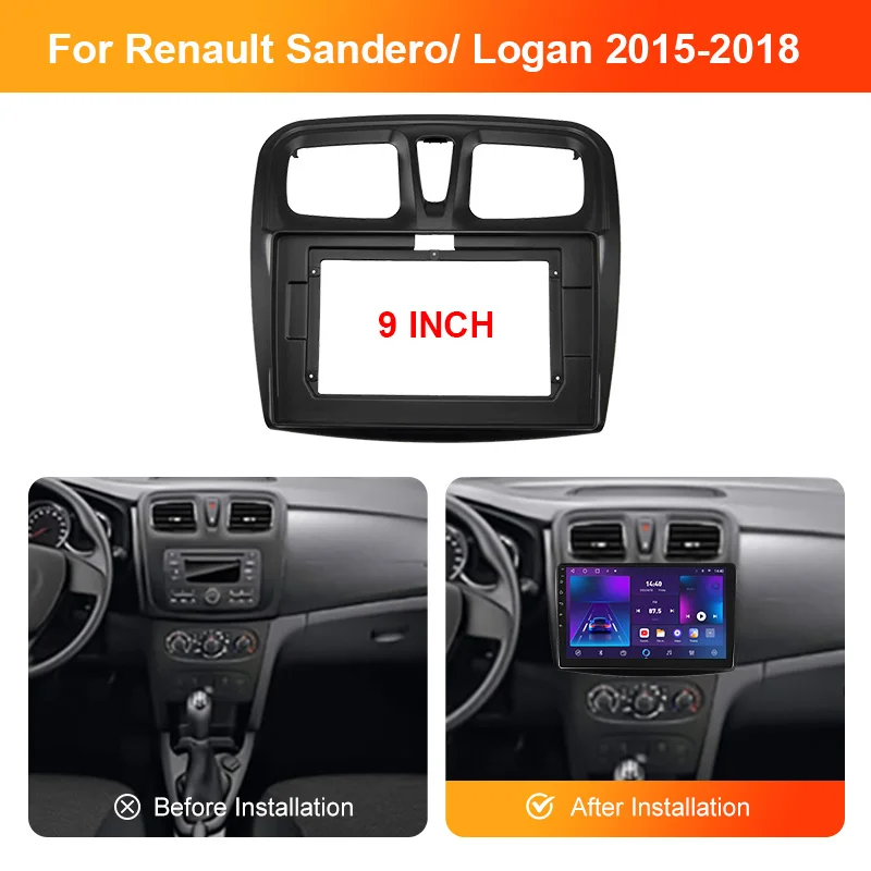 Car Frame Fascia Adapter Decoder Android Radio Dash Fitting Panel Kit For 2015-2018 RENAULT SANDERO/ LOGAN 9/10.1 inch