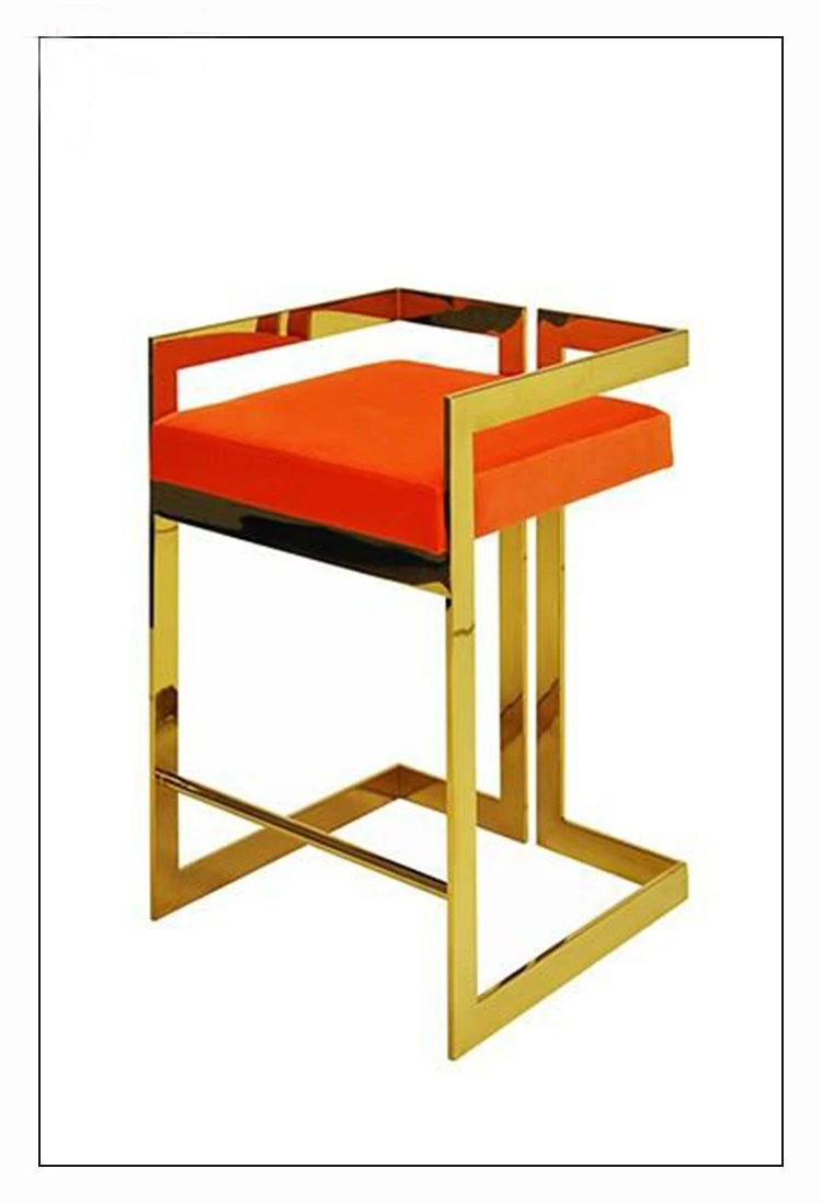 Heißer Verkauf Barhocker Stuhl Sitzkissen Weiche Hohe Qualität Moderne Luxus Edelstahl Gold Rahmen Hohe Barhocker