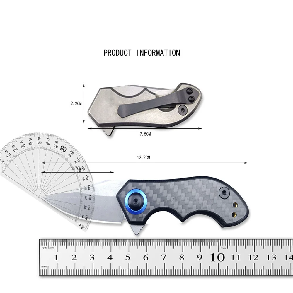 Mini 0022 Tactical Folding Knife CPM-20CV Blade Carbon Fiber Handle Outdoor Camping Hunting Knife Rescue Pocket Tool