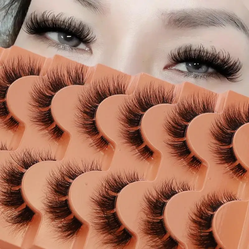 7 pairs of fluffy transparent false eyelashes - natural striped fashion style - reusable, suitable for daily and party occasions