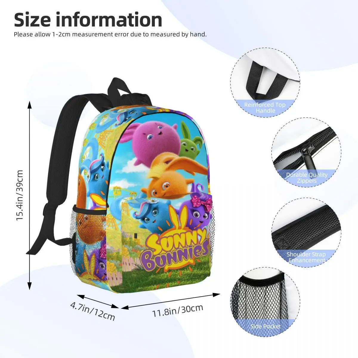 Sunny Bunnies Anime Cartoon Backpack Student Boys Girls BookBag Men Women School Bag Laptop Shoulder Bags