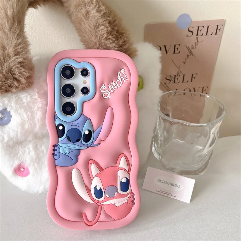 Kawaii الكرتون غرزة زوجين قضية الهاتف لسامسونج غالاكسي S25 S24 S23 S22 S20 S21 الترا زائد FE A54 سيليكون غطاء مقاوم للصدمات
