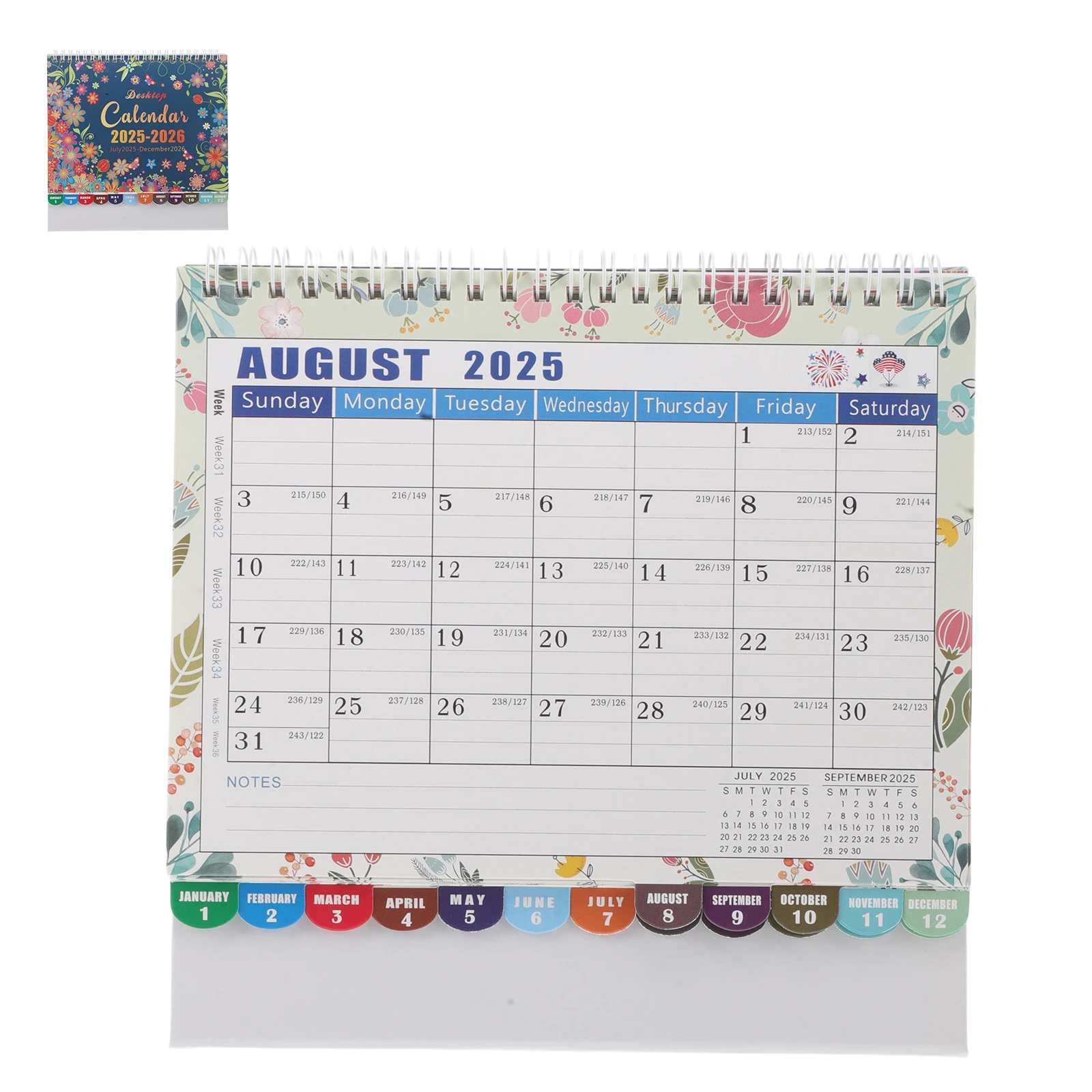 

Floral 2025-2026 Standing Flip Desk Calendar Compact Yearly Planner For Office Home Organization Table Top