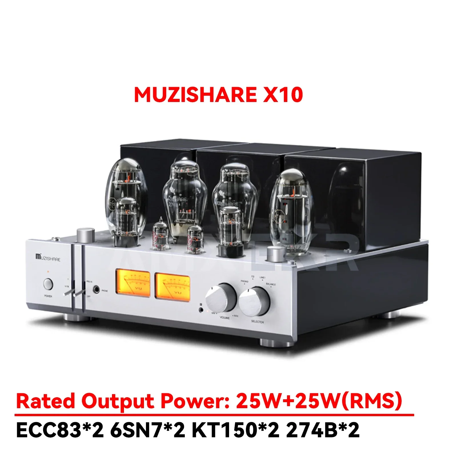 MUZISHARE X10หลอดเดียวจบชั้นอิเล็กทรอนิกส์เครื่องขยายเสียง ECC83 * 2,65N7*2. KT150 * 2 .274B * 2อินพุตที่สมดุล