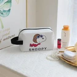 Snoopy Anime borsa per il trucco da donna ragazza Cartoon Cute Snoopy Print borsa da toilette da viaggio a mano in pelle trucco portatile di grande capacità