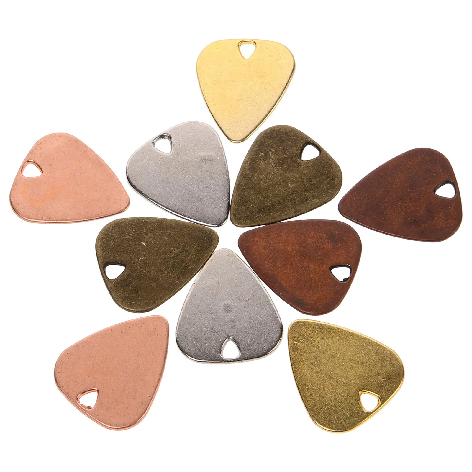 

10pcs Metal Guitar Pick Necklace Zinc Alloy Durable Smooth For Electric Acoustic Bass Guitar Picks Thick Triangle Variety Pack