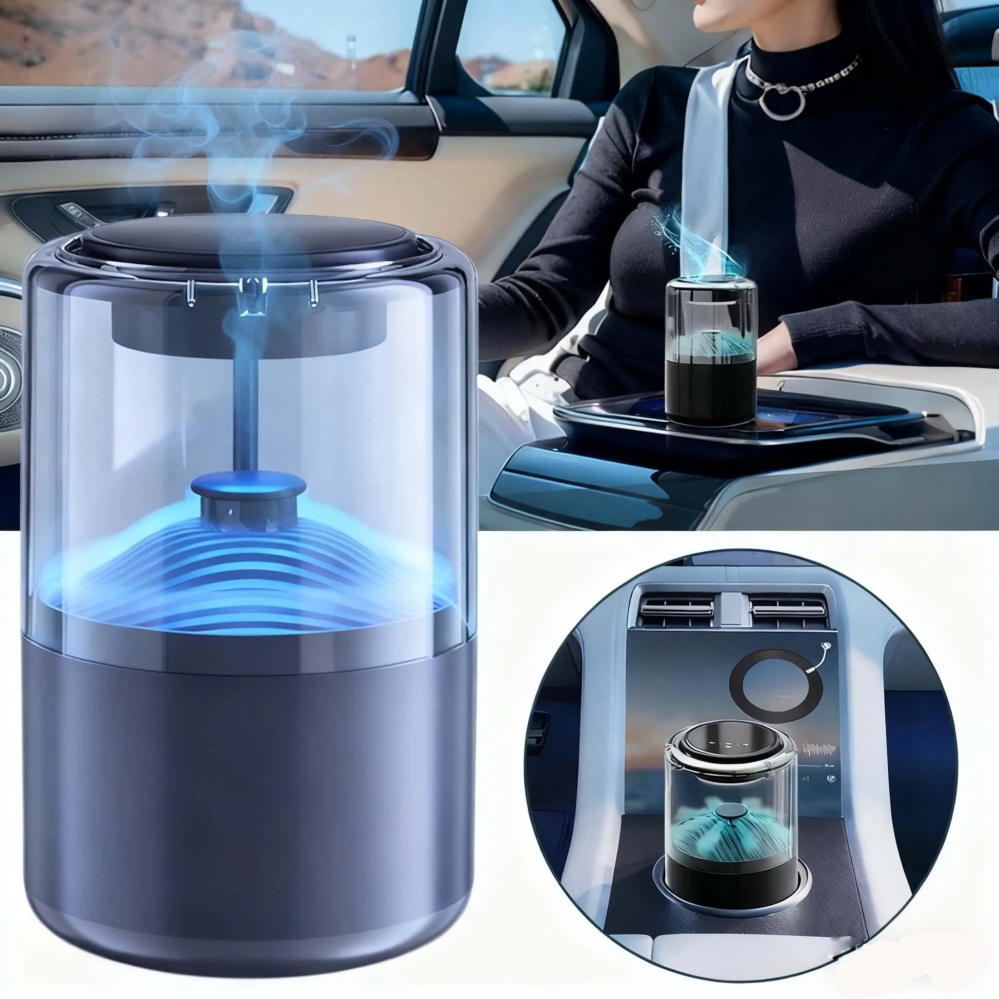 Smart Car Air Freshener Rechargeable Cloud Mist Perfume Diffuser 3 Levels Adjustable Automobile Interior Humidifier Kit