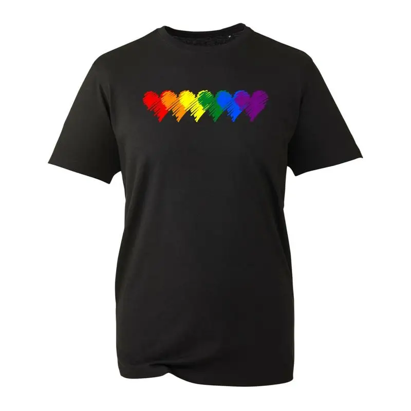 Lgbt قلوب تي شيرت قوس قزح الحب مثليه مثلي الجنس فخر الكبار الأعلى