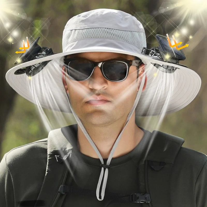 

Outdoor Work Cap Solar Powered Fan Hat Sun Hat Cooling Hat Wide Brim for Outdoor