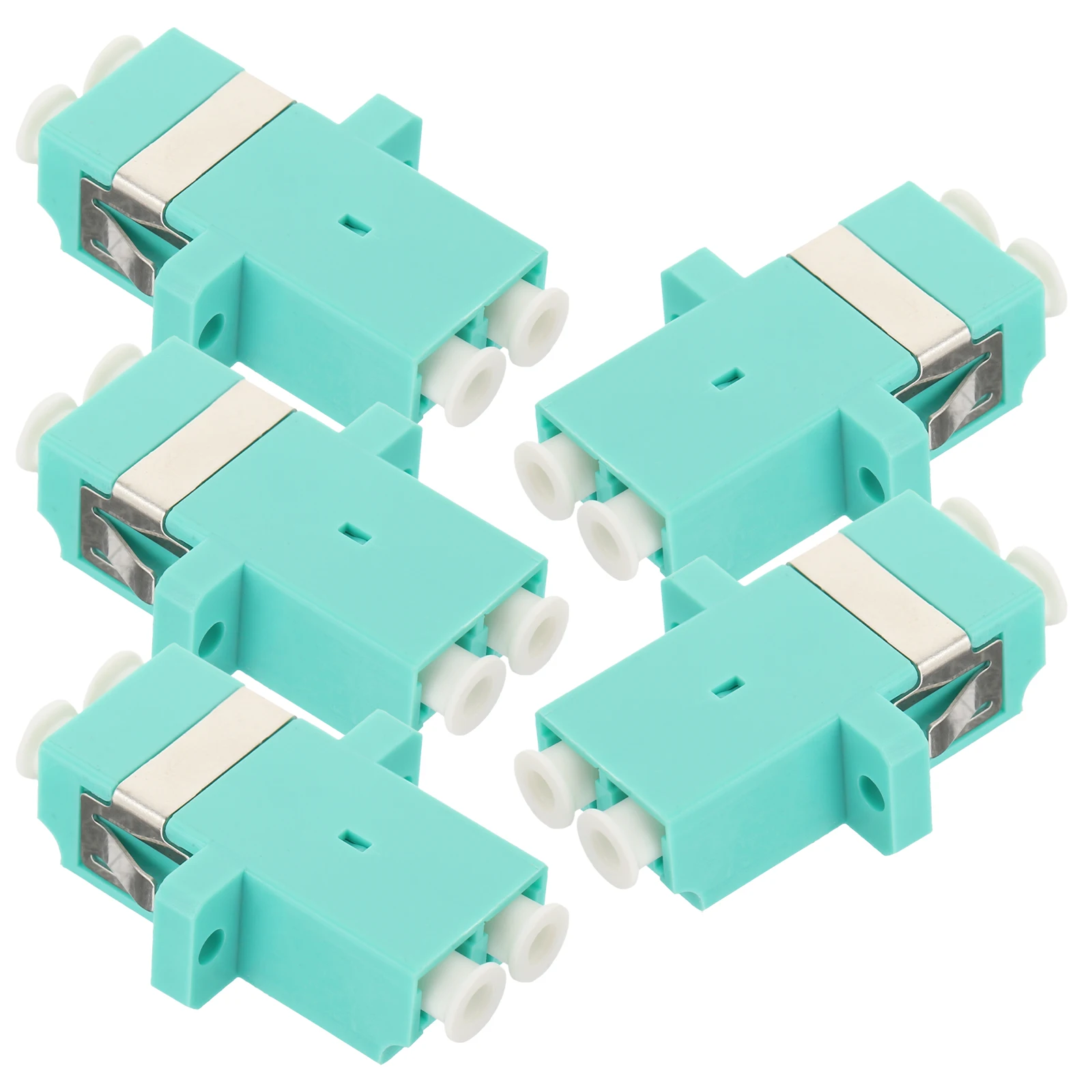 

5 pcs LC Female to LC Female Duplex Fiber Optic Connector Coupler Adapter Green Cable OM4 Low Insertion Loss Reusable