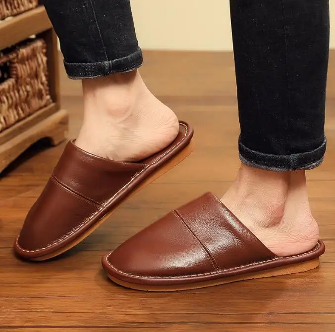

men Slippers Indoor Leather Shoes Spring Autumn Fashion Shoes 2026 New Couple Home Slippers
