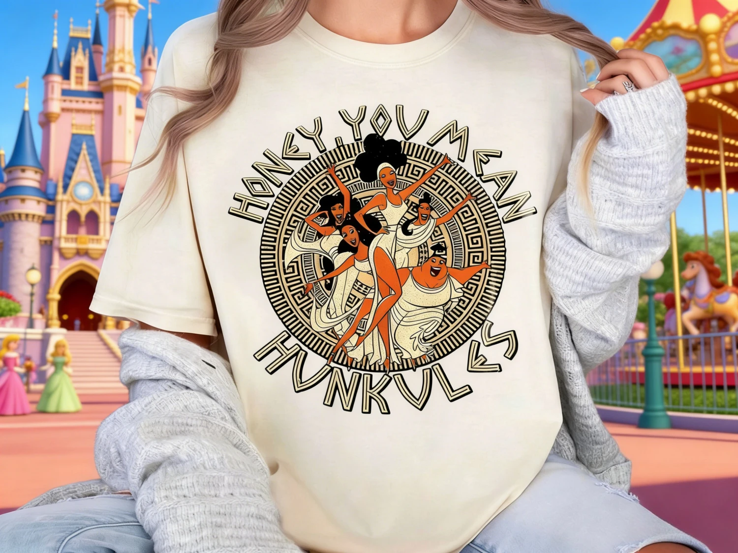Camiseta con gráfico de Hércules y la diosa musa de Disney para hombre y mujer, camiseta informal de algodón de calidad, holgada, de manga corta, clásica, Unisex, verano 2026
