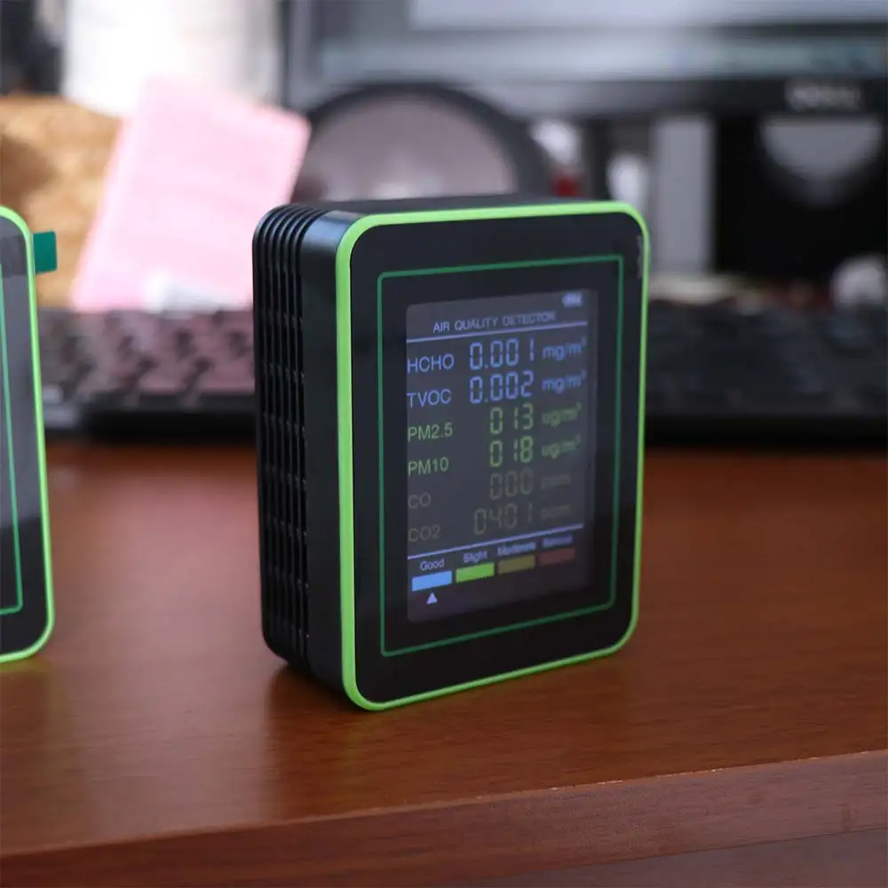

6 in 1 Air Quality Monitor Automatic Display Intelligent Air Detector Real Time Monitoring High Sensitivity TVOC CO2 Sensor