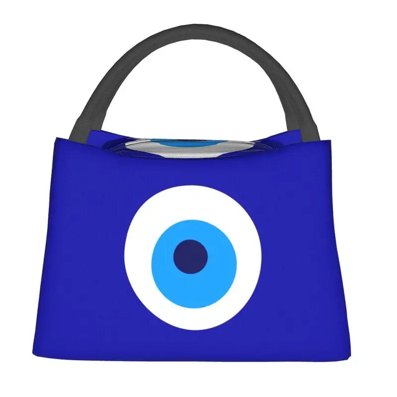 Custom Nazar Evil Eye Symbol Thermal Insulated Lunch Bag Amulet Turkish Portable Lunch Tote for Picnic Storage Meal Food Box