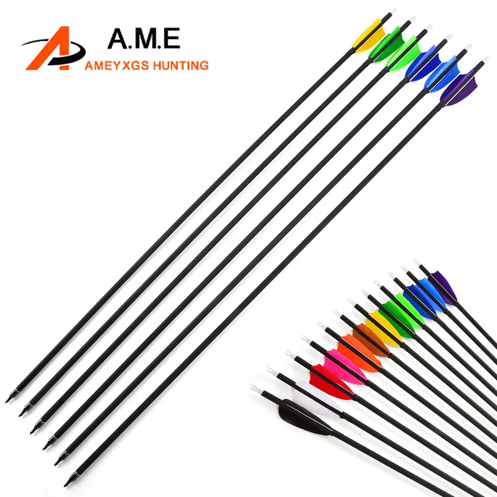 

12pcs Mixed Carbon Arrow 31.5" Arrow Spine 500 Turkey Feather ID6.2mm OD7.8mm Recurve Bow Archery Compound Bow Hunting Shooting