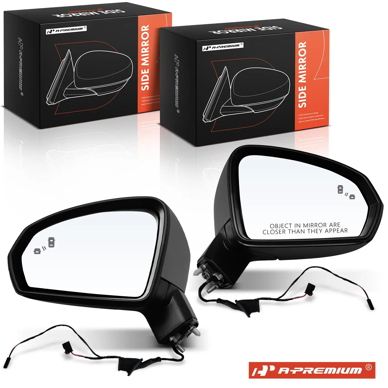 A-Premium Pair Power Door Mirror for Volkswagen Taos 2022-2024 Manual Folding Blind Spot Detection Black