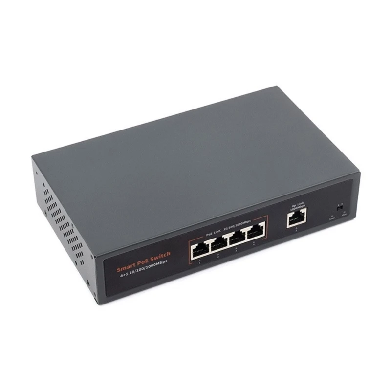 Gigabit PoE Switcher 4 Port PoE 120W Gigabit Ethernet Networking Switcher Metal Housing Optimization Networking