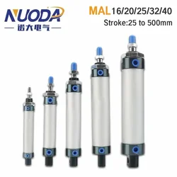 Pneumatic Mini Cylinder MAL 16/20/25/32mm Bore 25/50/75/100/200/300/400/500mm Stroke Single Lever Pneumatic Air Cylinder