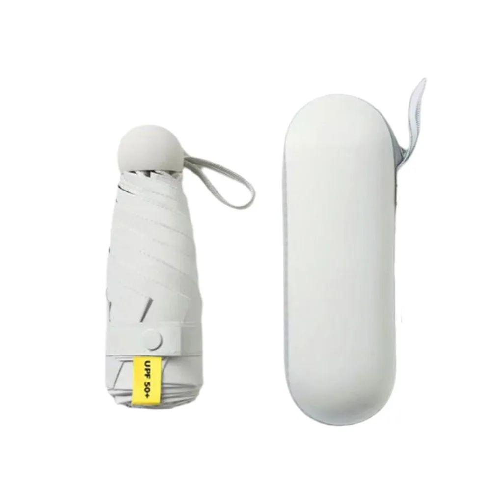 

Мини-капсульный складной зонт, ветрозащитная усиленная стойка для зонтов, дождевой зонт с коробкой для хранения, 5-кратный УФ-зонт для женщин