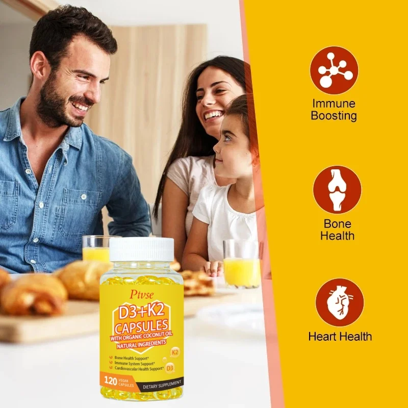 Vitamin D3 K2 Capsules for Strengthening The Heart, Joints and Bones, Internal Circulation, Dental Health and The Immune System