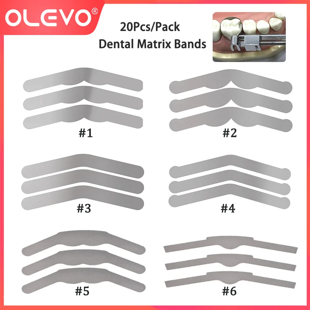 20 ชิ้น Dental Matrix Bands Tofflemire ตัดโค้งเมทริกซ์ Universal ปกติแคบสแตนเลสทันตกรรมเครื่องมือ