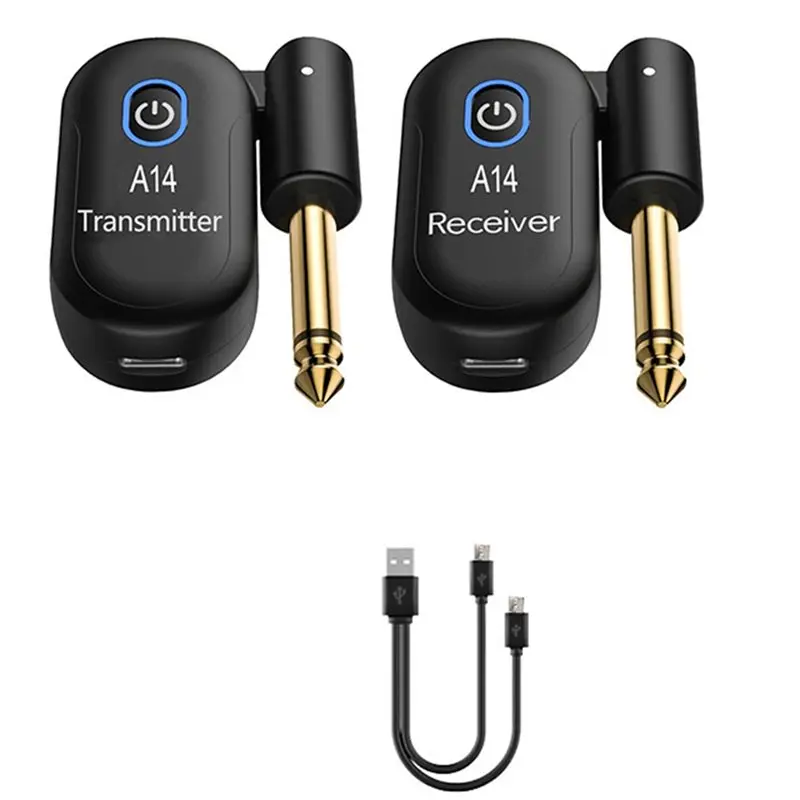 AS98-A14 USB جهاز الإرسال والاستقبال الكهربائي استقبال 2.4Ghz اللاسلكية لنظام الغيتار 90 درجة للتدوير للجيتار باس الكمان
