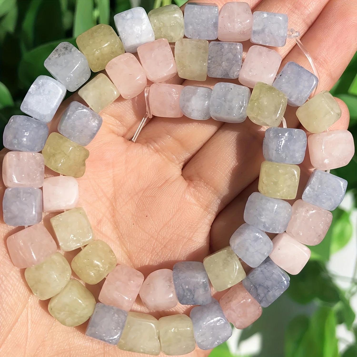 Natural Stone Square Loose Beads 48pcs 8mm Diy Spacer Bead For Jewelry Making Accessories