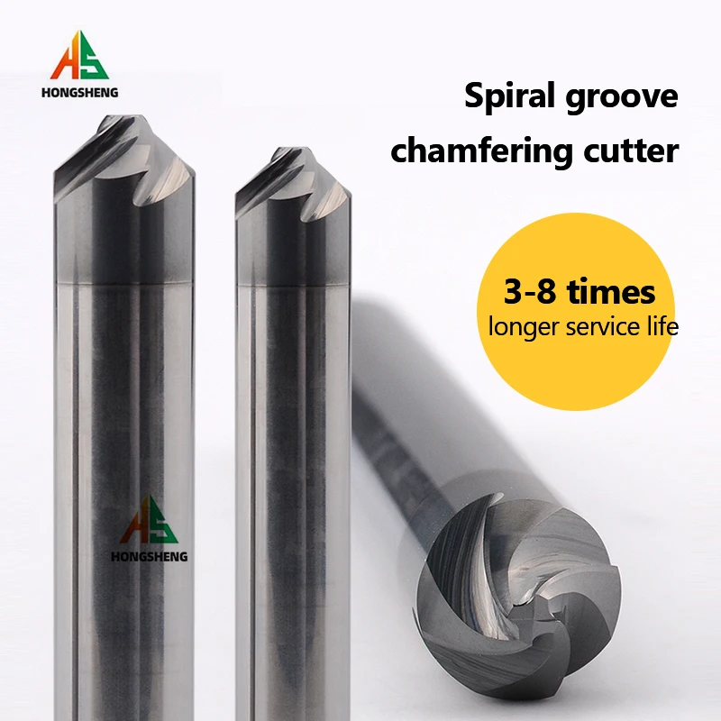 Metal Chamfering Tool Tungsten Steel Spiral Groove Chamfer Cutter 90 ° 45 °Deburring Chamfer Cutter Internal Hole Alloy CNC Mach