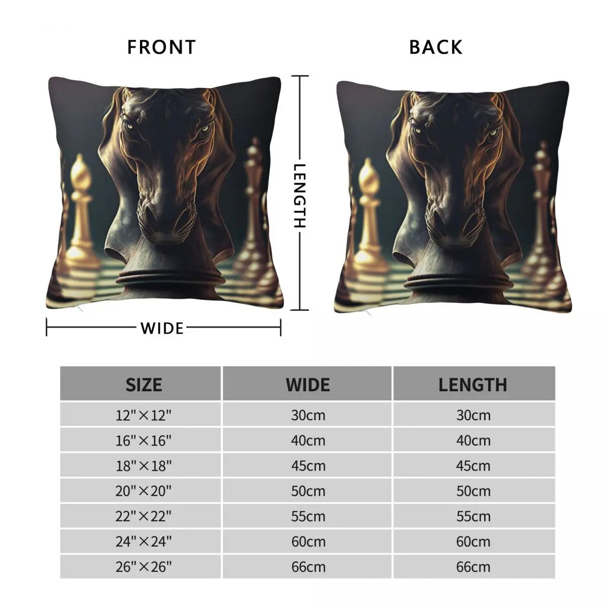 Chess Three Knights Game Pillowcase Polyester Linen Velvet Printed Zip Decorative Sofa Cushion Cover 45x45