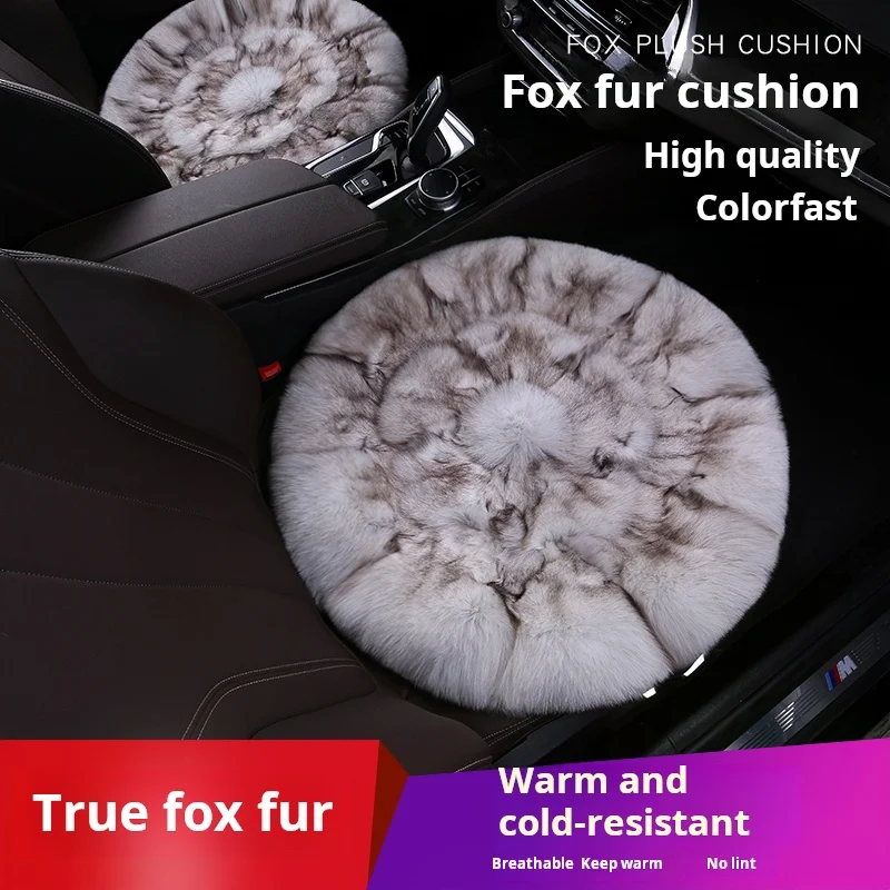 Pure Natural Fox Fur Car Seat Cushion Suit, Classic, High-End, Fashionable, Warm, Fox Head